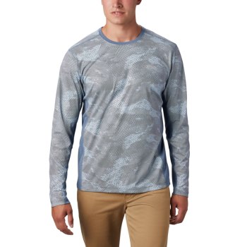 Columbia Solar Chill 2.0 Long Sleeve, Sudaderas Azules Para Hombre | 589701-EYL